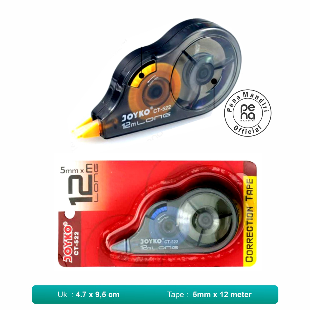 

Tip Ex Kertas Tip Ex Murah Correction Tape Joyko CT-522 Ukuran Sedang (12m)