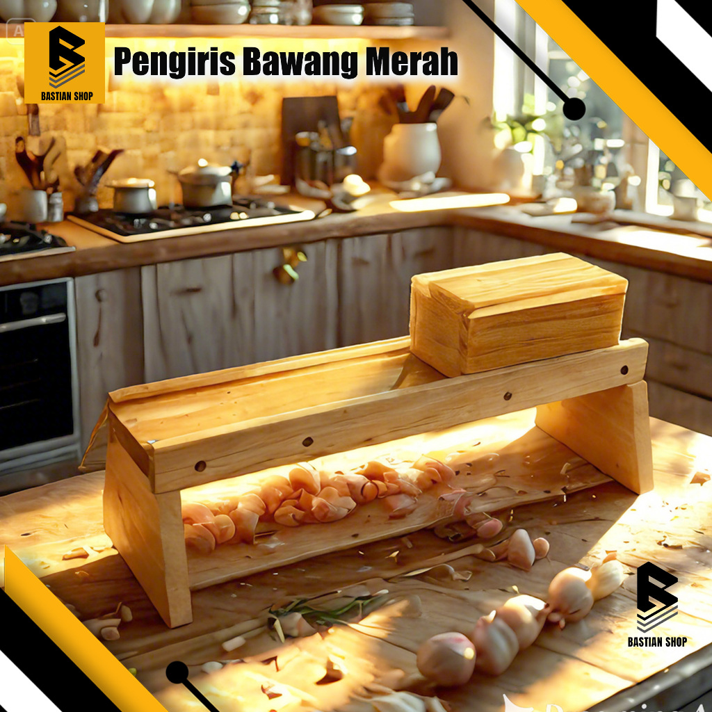Ukuran jumbo Pengiris Bawang Merah Pemotong Keripik Pisang Kentang Kayu Jati Asli