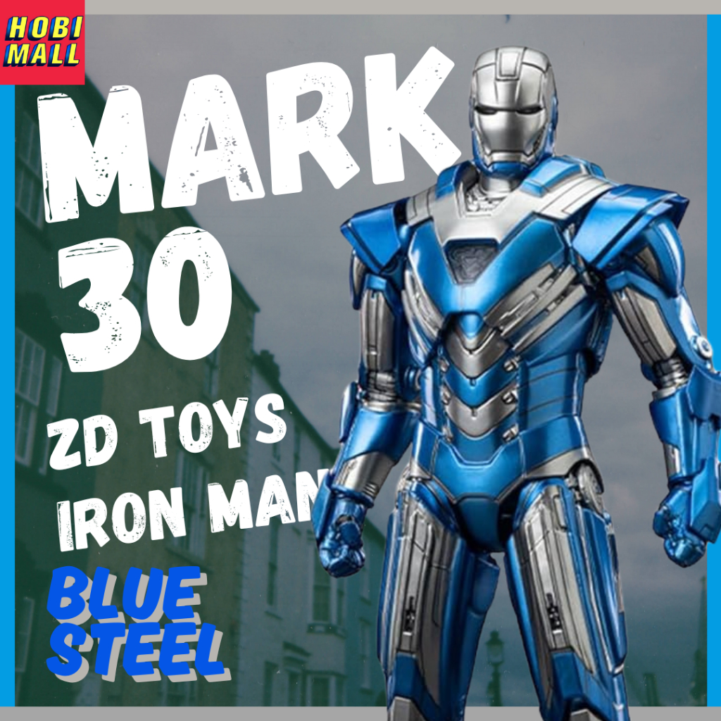 Action Figure Iron Man Mark 30 Blue Steel ZD Toys dari Iron Man Movie Original 1:10 Scale