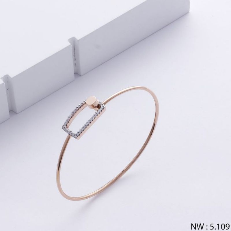 Gelang tangan emas wanita model bangle pertama zircone putih