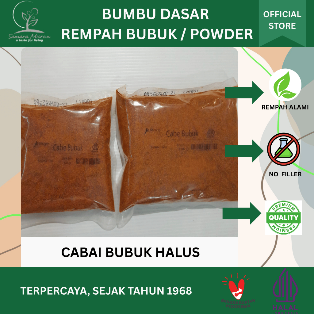 

Bumbu Rempah Samara Micron - Cabai Bubuk Halus - Chili Powder