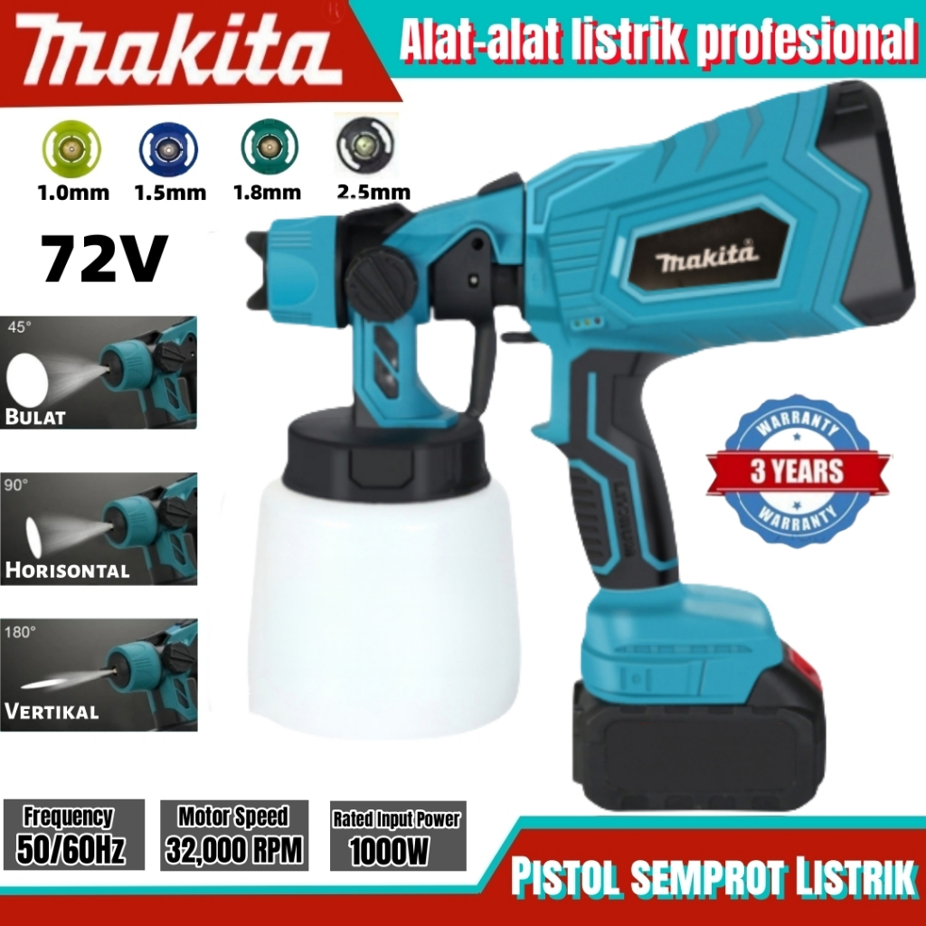 MAKITA 1000W/1000ML Semprot Cat Listrik Semprot Listrik Baterai Lithium Spray Gun Alat Semprot Cat