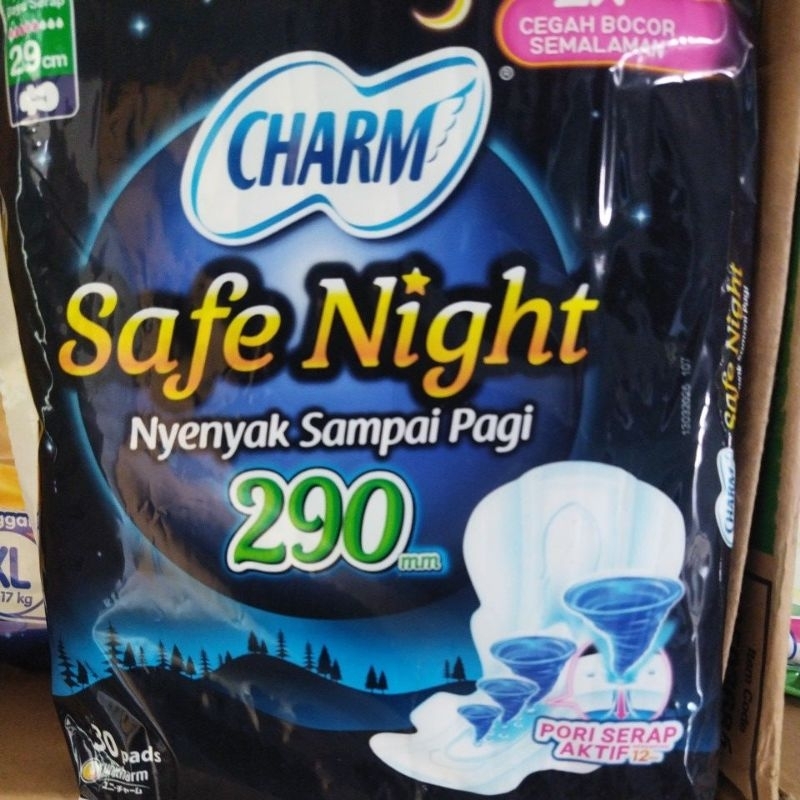 Charm Safe Night 29 cm isi 30. Pembalut Charm Malam 29 cm isi 30