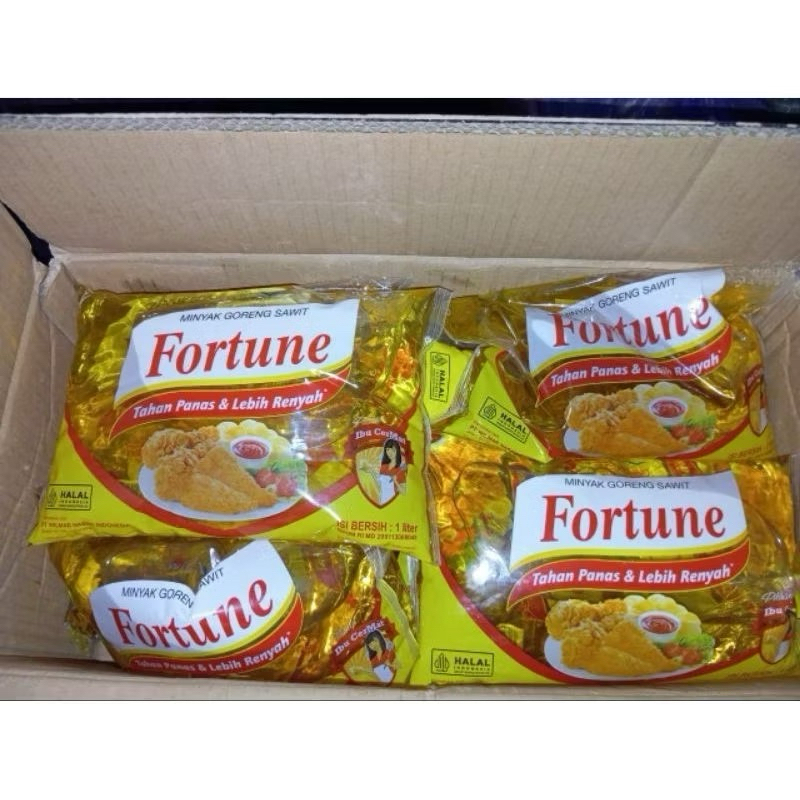 

MURAH Minyak goreng Fortune bantal 1 literan isi 12 pouch perkarton