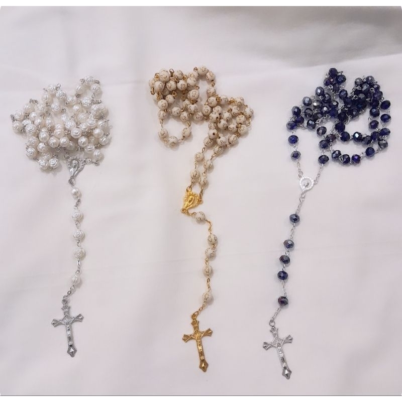 Rosario Kristal, Mawar, Gold motif Salib