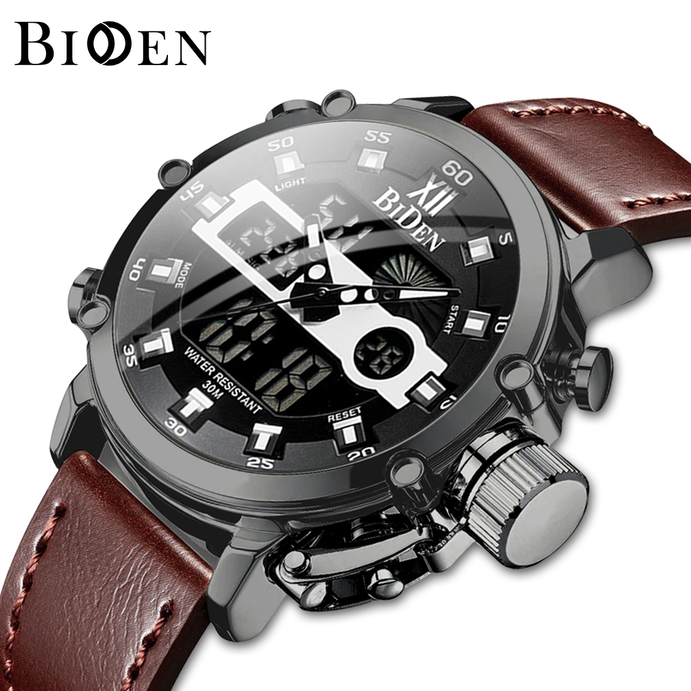 BIDEN Jam Tangan Pria Anti Air Fashion Multifungsi Dual Time Mode 0164