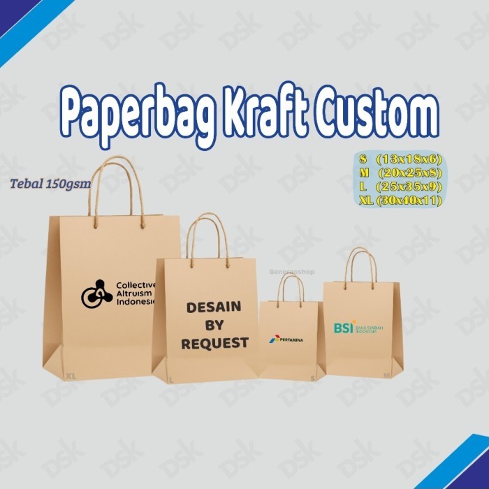 

Paperbag Shoppingbag Custom - Paperbag coklat kraft custom - Paperbag tebal custom desain