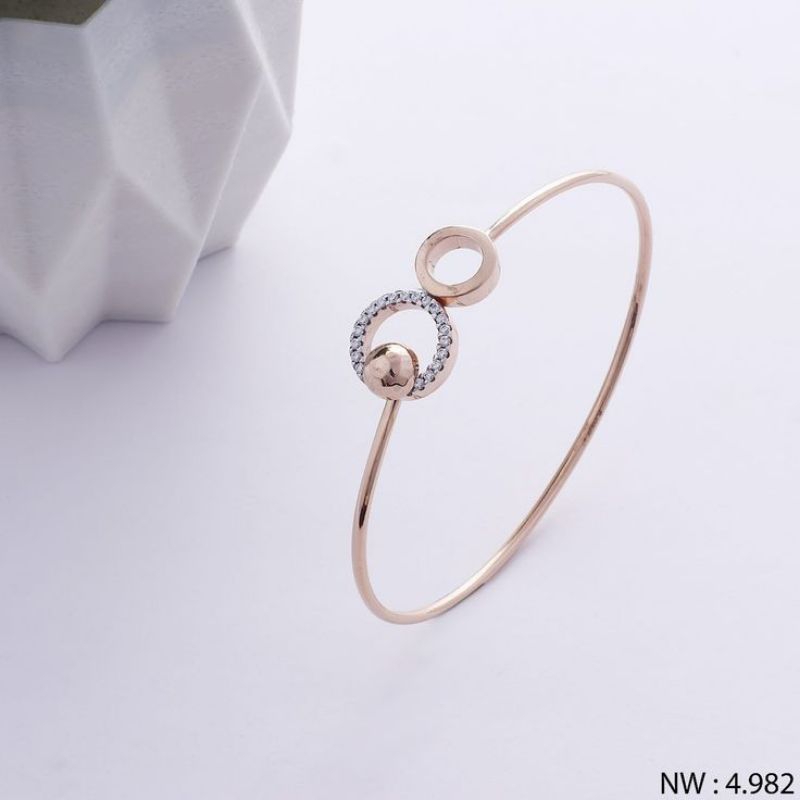 Gelang tangan emas wanita model bangle pertama zircone putih