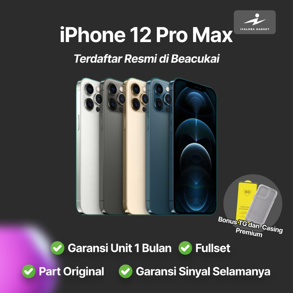 IP 12 PRO MAX 128/256/512 GB BEACUKAI FULLSET