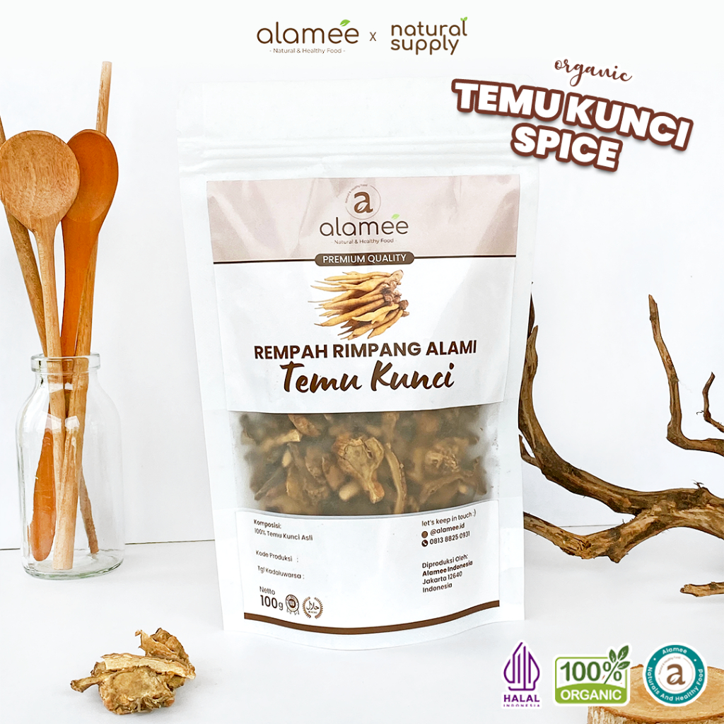 

ALAMEE Temu Kunci Kering Fingerroot Rempah Rimpang Alami Iris Bumbu Seasoning Masakan Masak 100gr