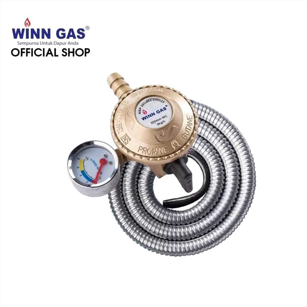 Regulator Selang Paket Winn Gas Winn Gas PSFRW68M Paket Selang Gas Regulator Tekanan Rendah Otomatis