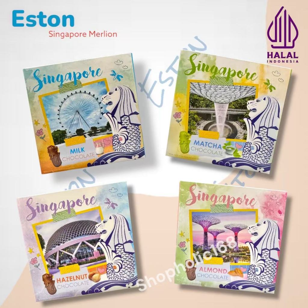 

COKELAT ESTON SINGAPORE MERLION 50gram isi 4 pcs choco HALAL