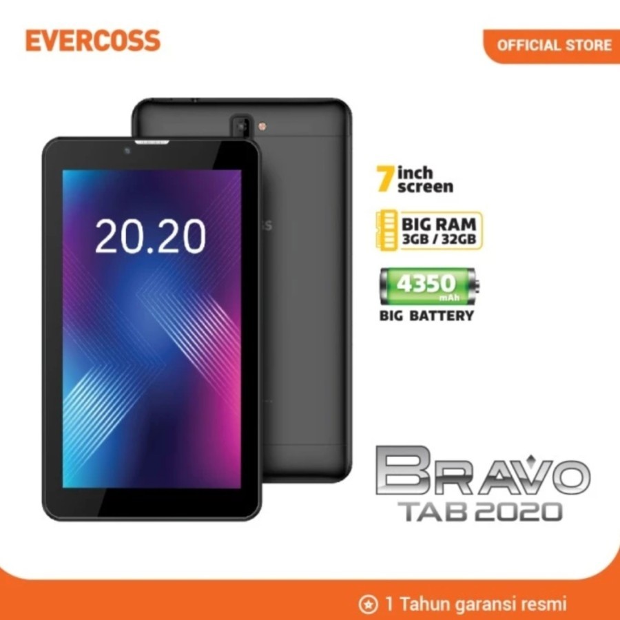 Tablet Evercoss Bravo 7" Ram 3/32Gb Ram 3Gb Internal 32Gb