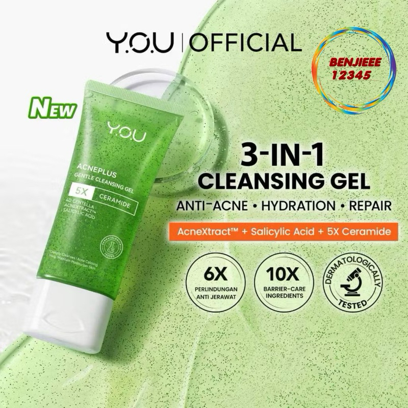 YOU AcnePlus Gentle Cleanser | Face Wash Anti Jerawat + Salicylic Acid | Aman untuk Kulit Kering you