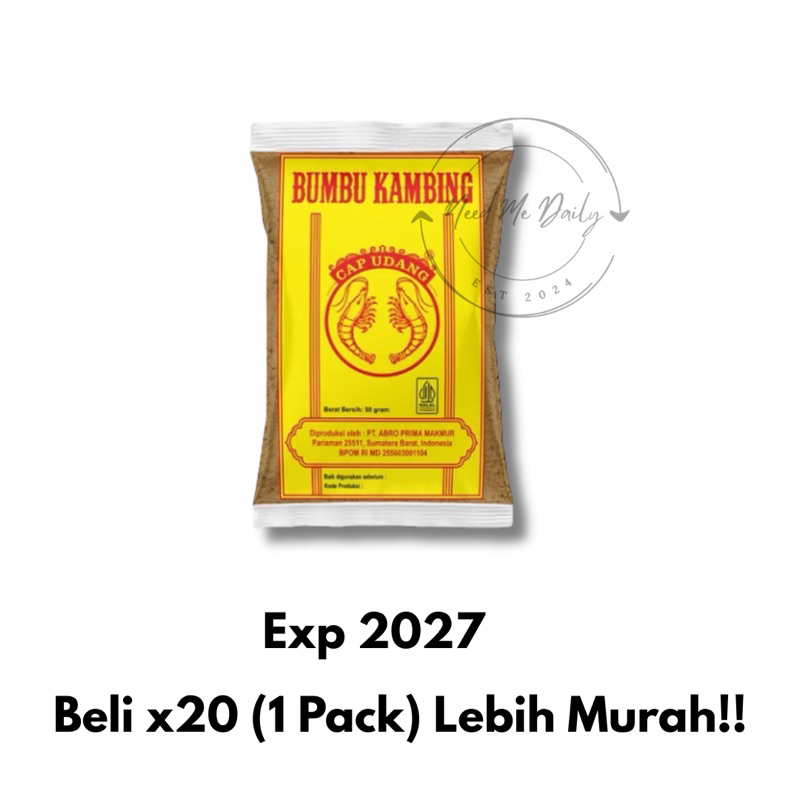 

Bumbu Kambing Cap Udang 50 Gram | Bumbu Rendang | Bumbu Kari | Bumbu Instant Asli Khas Padang