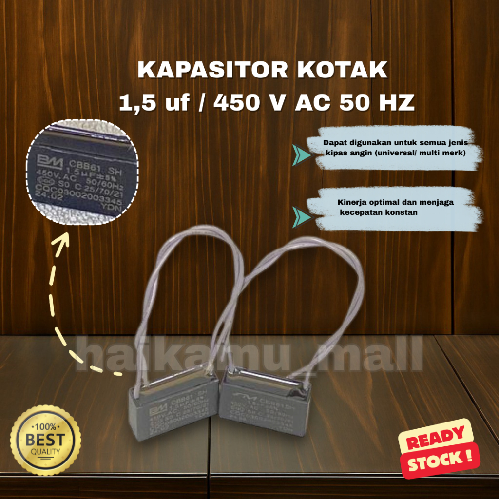 KAPASITOR KOTAK 1.5 UF/ KAPASITOR KIPAS 1.5 MIKRO/KAPASITOR UNIVERSAL / MULTI MERK