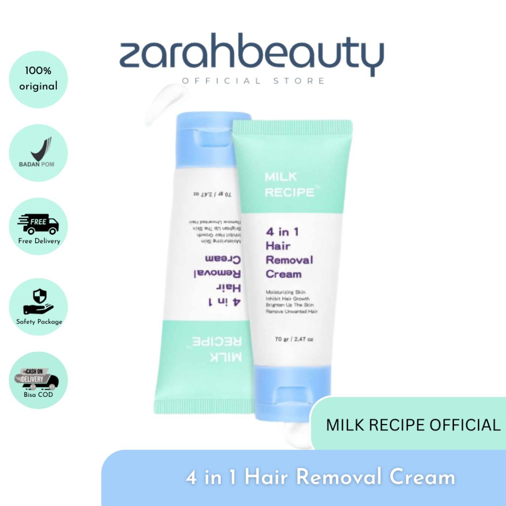 Milk Recipe 4in1 Hair Removal Cream 70 gram Krim Waxing Non-Irritating Anti Chicken Skin [BPOM]