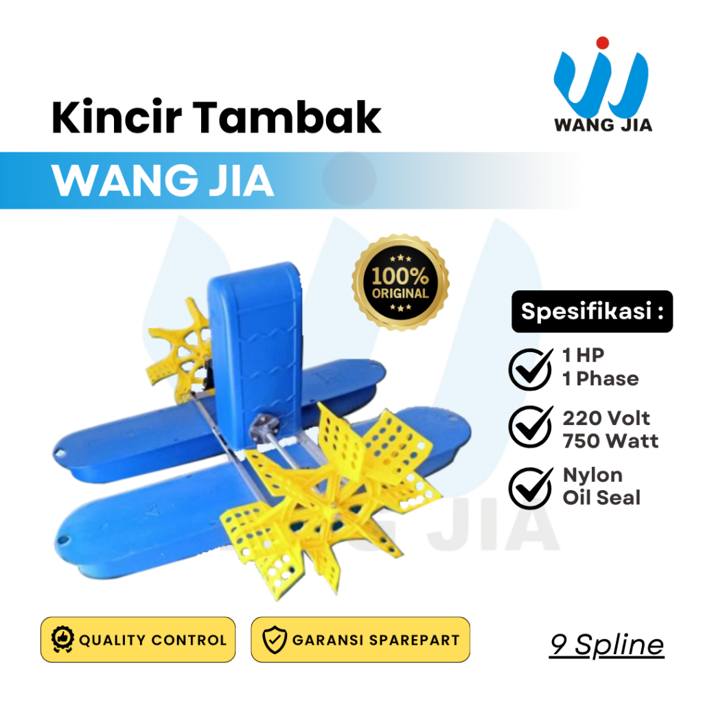 Wang Jia - Kincir Air Tambak - 1 HP 1 Ph 220 Volt 750 Watt - Nylon Oil Seal