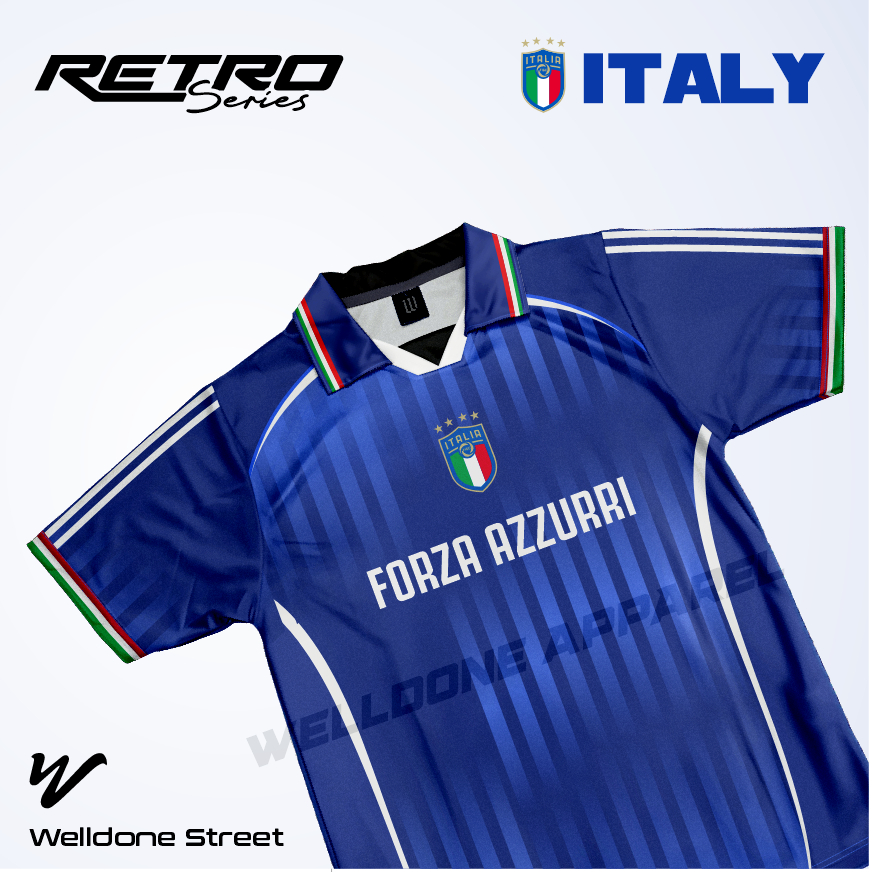 WELLDONE  JERSEY RETRO TIMNAS ITALIA / JERSEY BOLA / JERSEY SUPPORTER /JERSEY VINTAGE / JERSY CLASSI