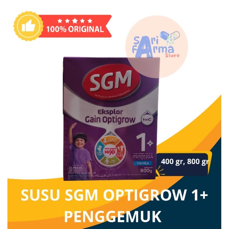 

Susu Penggemuk SGM Eksplor Gain OPTIGROW 1+ 400 gr, 800 gr