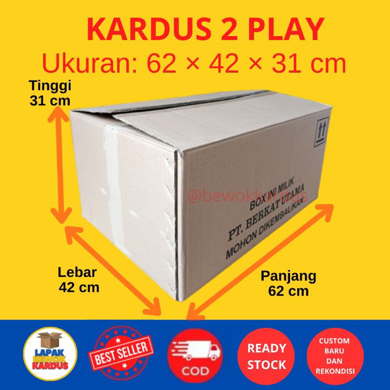 

kardus 2 play ukuran 62×42×31