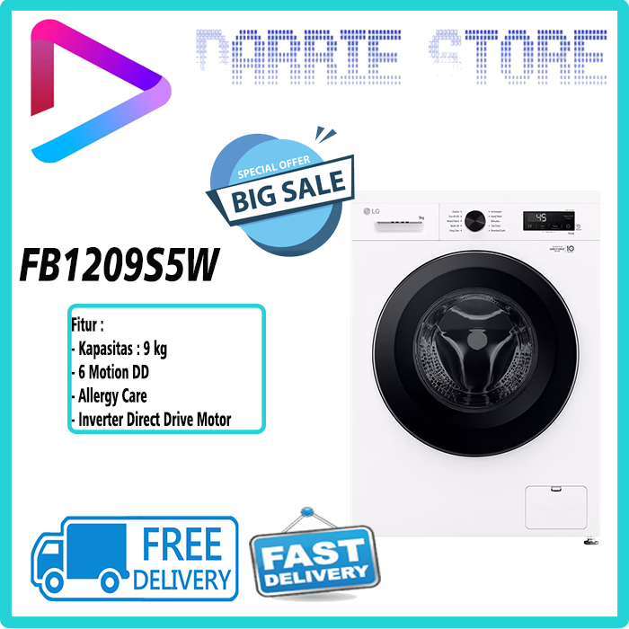 LG FB1209S5W MESIN CUCI FRONT LOADING 9 KG FB1209 1209S5W FB1209S5W