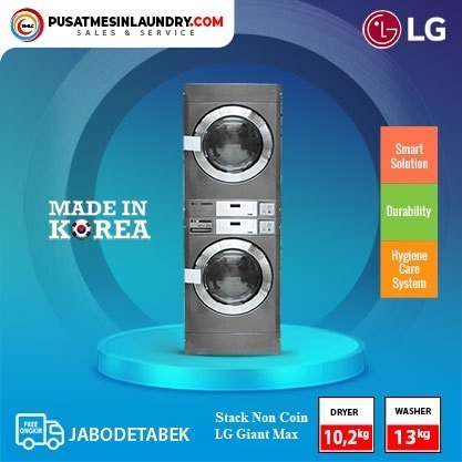 Stacked Non Coin LG Gian Max (Washer LG Giant Max 13 Kg dan Dryer LG Giant Max 10,2 Kg)