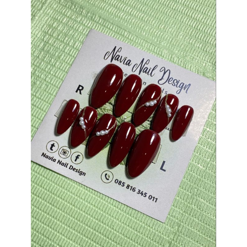 Kuku palsu, kuku palsu nail art, kuku palsu pengantin, kuku palsu maroon panjang, kuku palsu wedding