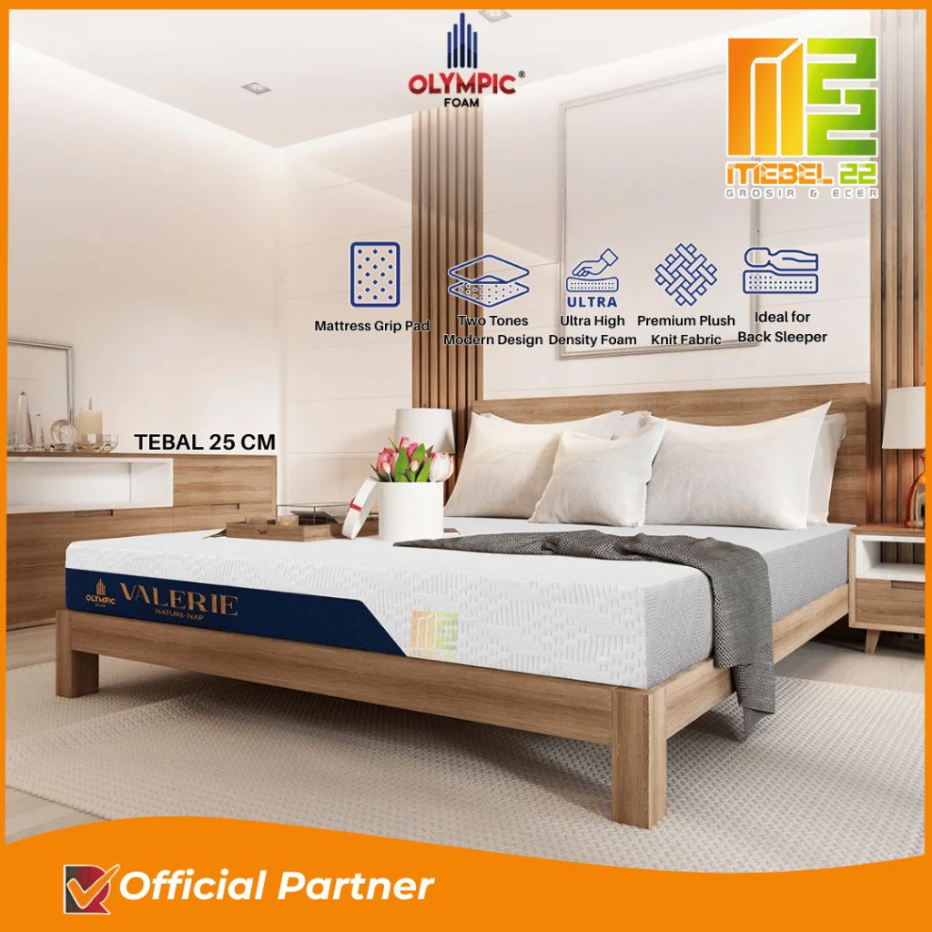 Kasur Busa Olympic Foam - Valerie Hybrid | Kasur Busa Vakum Tebal 25Cm | 140x200 160x200 180x200