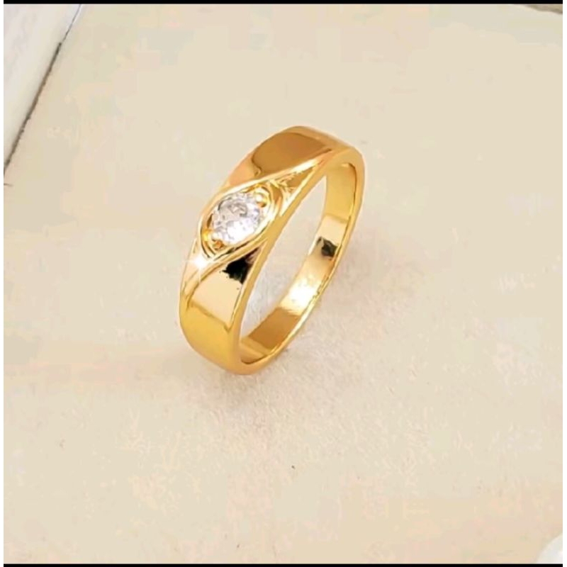 Cincin Titanium Mata Satu Perhiasan Fashion Wanita  Terbatu Elegan Simple Rings