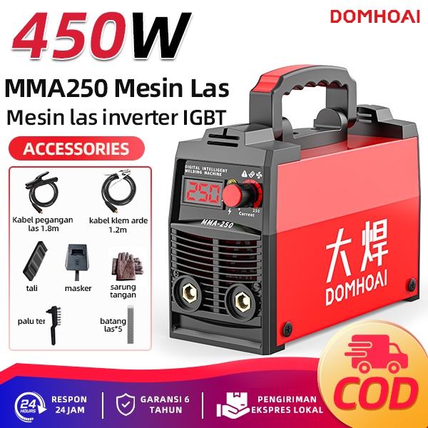 DOMHOAI Mesin Las MMA-250 Inverter Las Listrik IGBT Mesin Las Tampilan Digital Definisi Tinggi Mesin