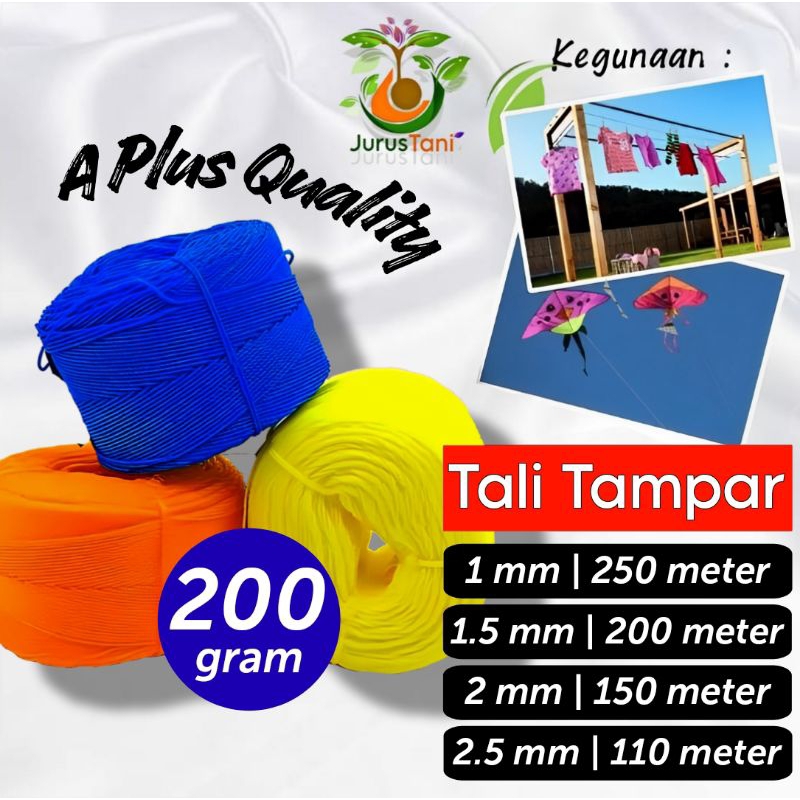 

Tali Tampar/Tambang Ukuran 1 mm, 1,5 mm, 2 mm, 2,5 mm Berat 200 Gram Bahan Nilon A Plus Quality