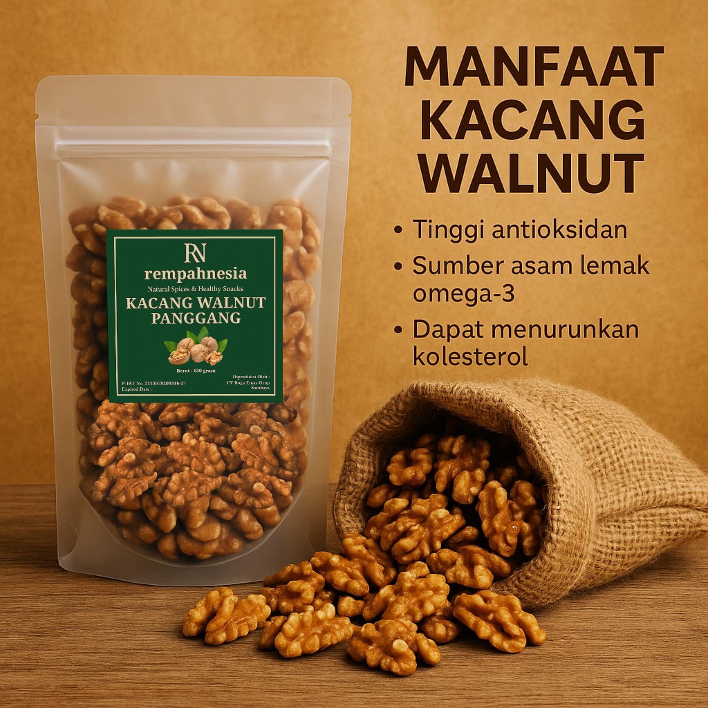 

KACANG WALNUT PANGGANG 650 GRAM PREMIUM - ROASTED WALNUT 650 GR