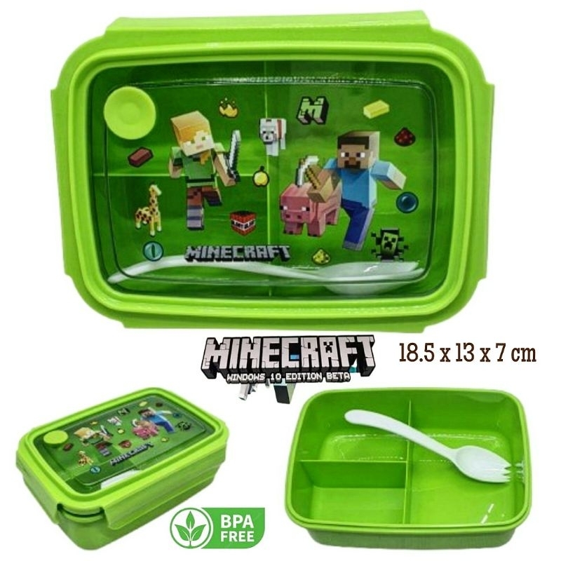 kotak makan Minecraft plastik sekat