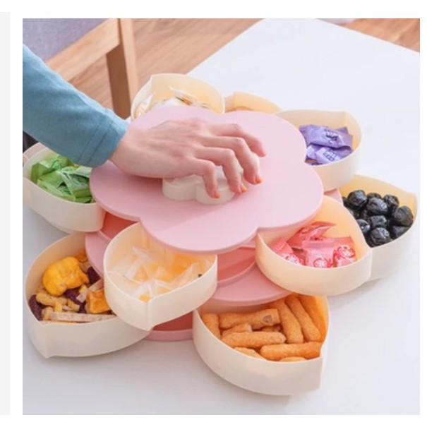 TOPLES BUNGA 2 TINGKAT / TOPLES PUTAR BENTUK BUNGA Toples Bunga Mekar