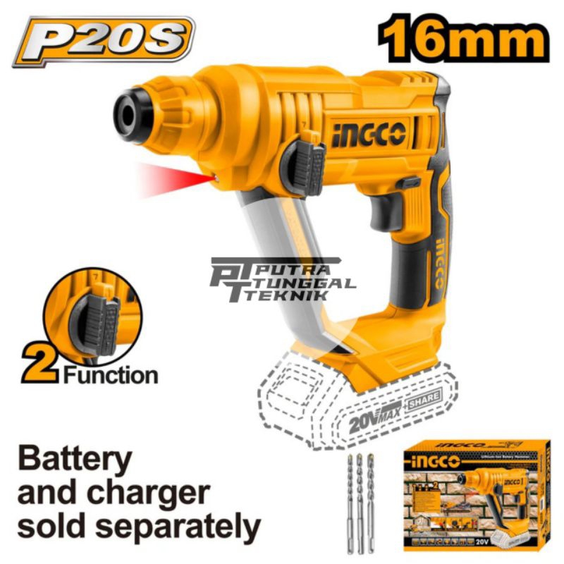 Mesin Rotary Hammer Bor bobok Batre CORDLESS INGCO CRHLI1601