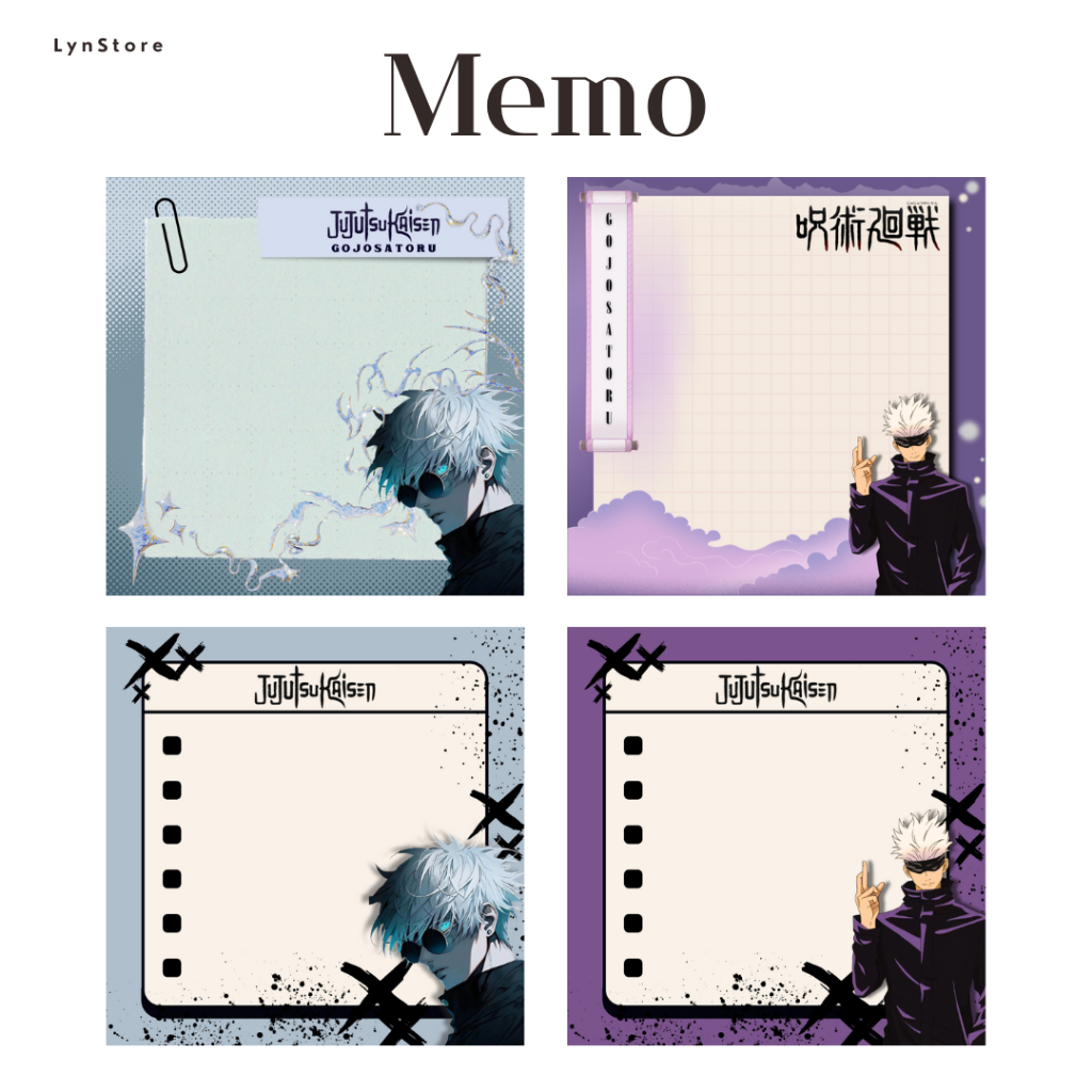 

(LS_M0010) Memo Pad Anime gambar Gojo - Jujutsu Kaisen (Isi 60 Lembar Hvs 80 Gsm) Memopad Lucu / Aesthetic Memopad / Memo note / Kertas Memo / Memo Lucu / Buku catatan kecil /Buku catatan Memo