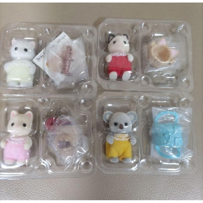 sylvanian families outdoor baby persian cat, tuxedo cat, koala