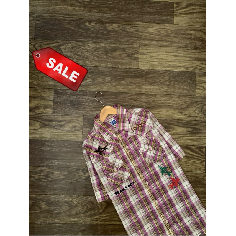 NETR SALE || Kemeja BEAMS BOY Branded Gingham Short Sleeve