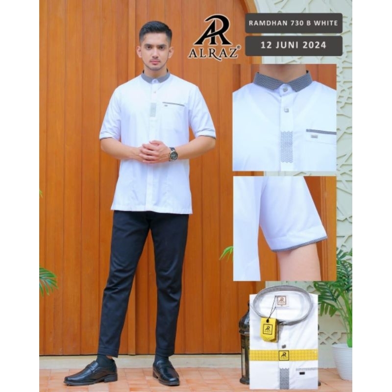 BAJU KOKO ALRAZ LENGAN PENDEK KHUSUS PUTIH