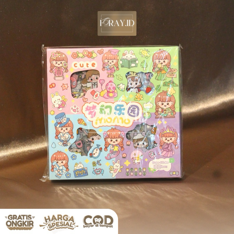 

100 Pcs Sticker Momo Rainbow | Stiker Nono Superhero Bahan PVC Sticker Viral | Stiker BTS | Blackpink | Melody | mobile legends | kerropi | Mixue
