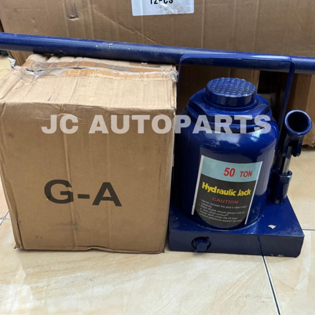 Dongkrak Botol 50 Ton Hydraulic Jack Body Pendek Ulir Biru