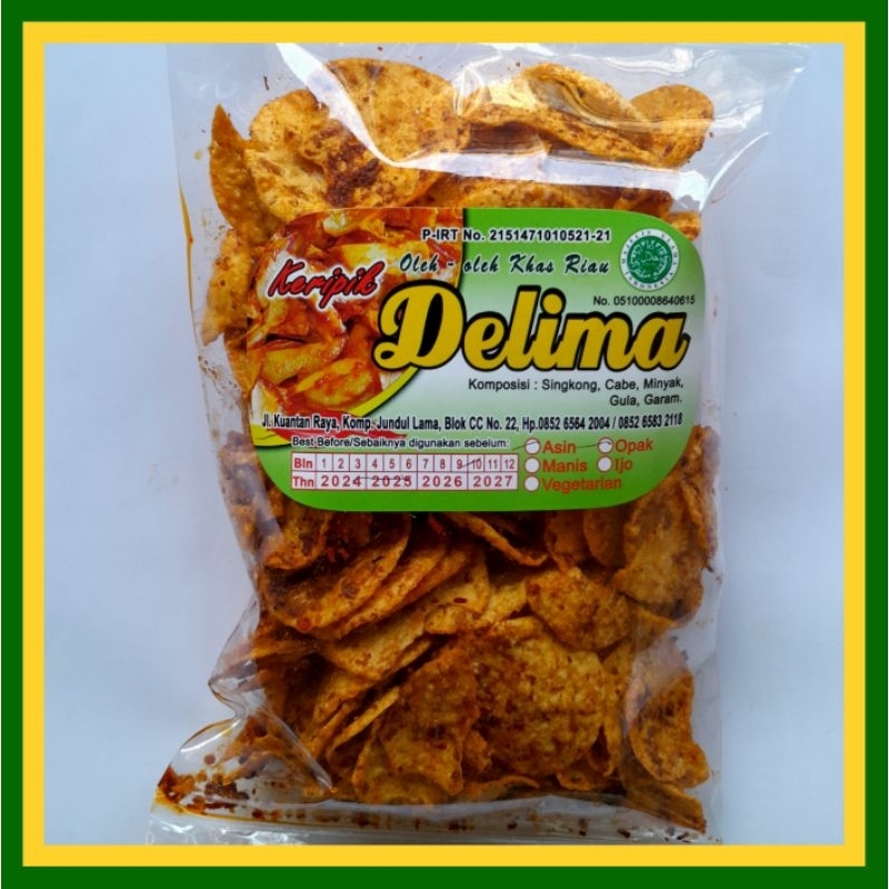 

Kripik Singkong DELIMA Opak Cabe Kering Cemilan Khas Riau 150 Gram