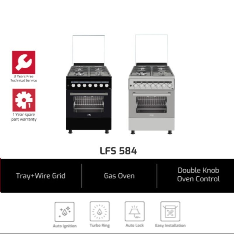 Kompor Freestanding LINEA LFS 584 Hitam - Oven Gas