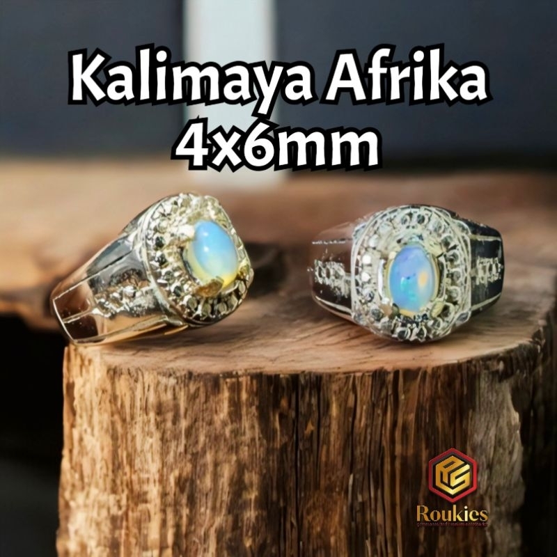 Cincin Batu Kalimaya Afrika Ring Alpaka Ukuran 4x6mm