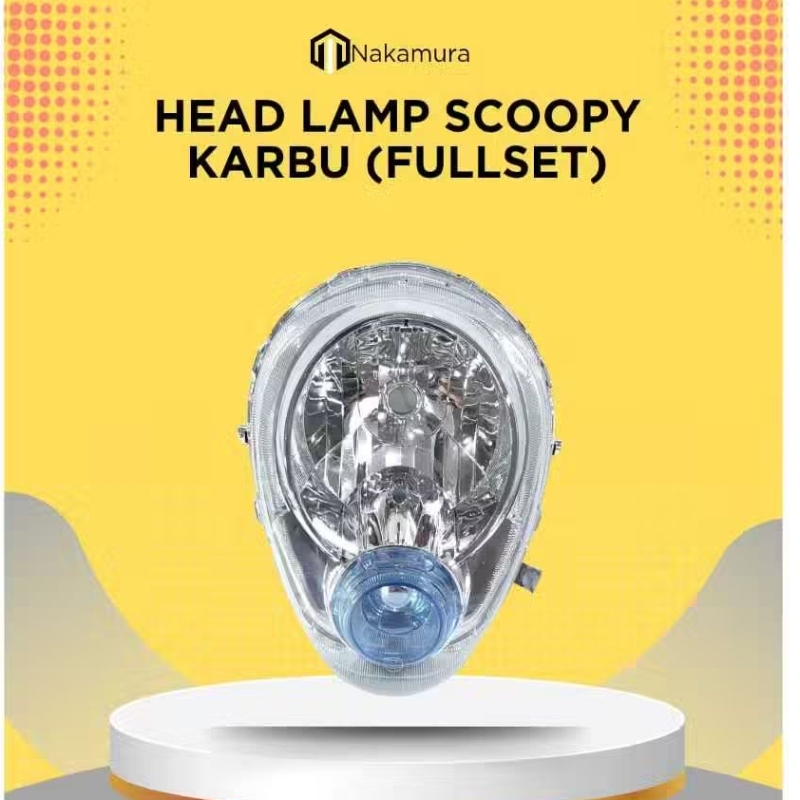 REFLEKTOR LAMPU DEPAN HONDA SCOOPY KARBU FULLSET+SOCKET+BOHLAMP SEN & UTAMA