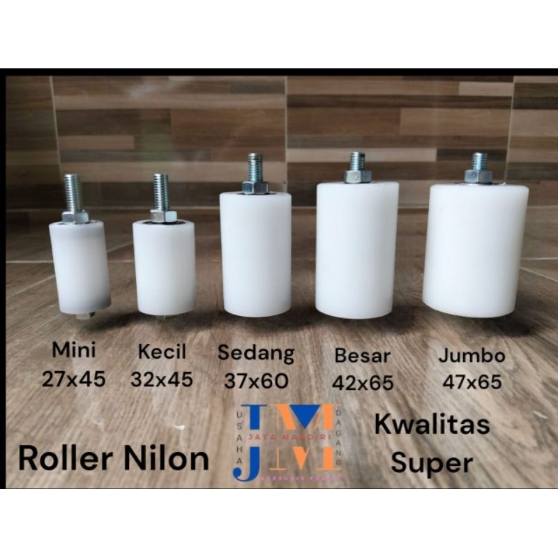roda nilon roller kecil diameter 32mm panjang 4,5cm bearing penuntun pintu pagar besi dan steanliss