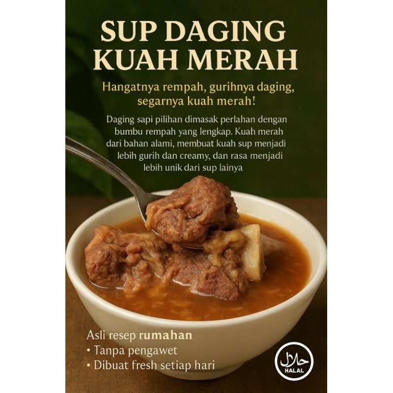 

Sup daging kuah merah khas Ansista kitchen