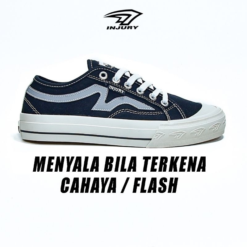 Injury - Sepatu Sneakers Kasual Pria Wanita Sepatu sekolah Volitans Black White