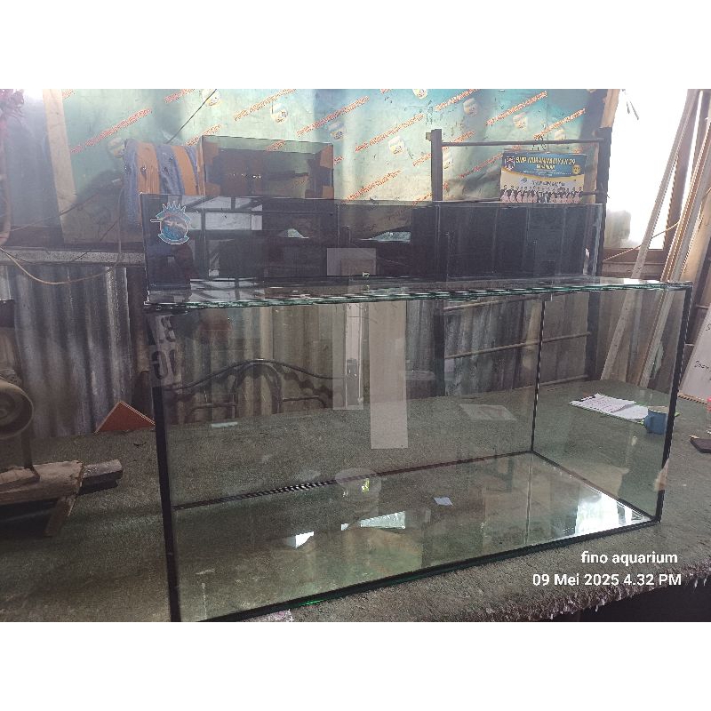 Aquarium kaca 120x50x50 paket lengkap top filter dan tutup